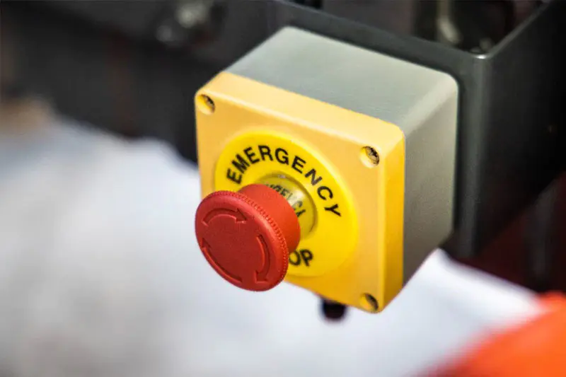 Application of emergency stop button Application of emergency stop button